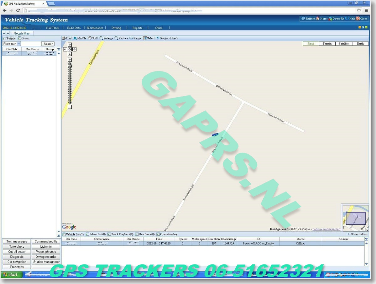 Rondlopen op de Haagsche markt, GAPRS magneet gpstracker kaart ingezoomd op satellietbeeld